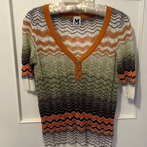 Designer: Classic Missoni knitted woman's top; short sleeves; size Med/6